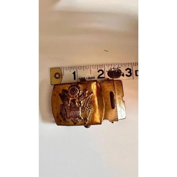 Antique United States US‎ 24K Gold Plated Army Belt Buckle Eagle Brass main image 2
